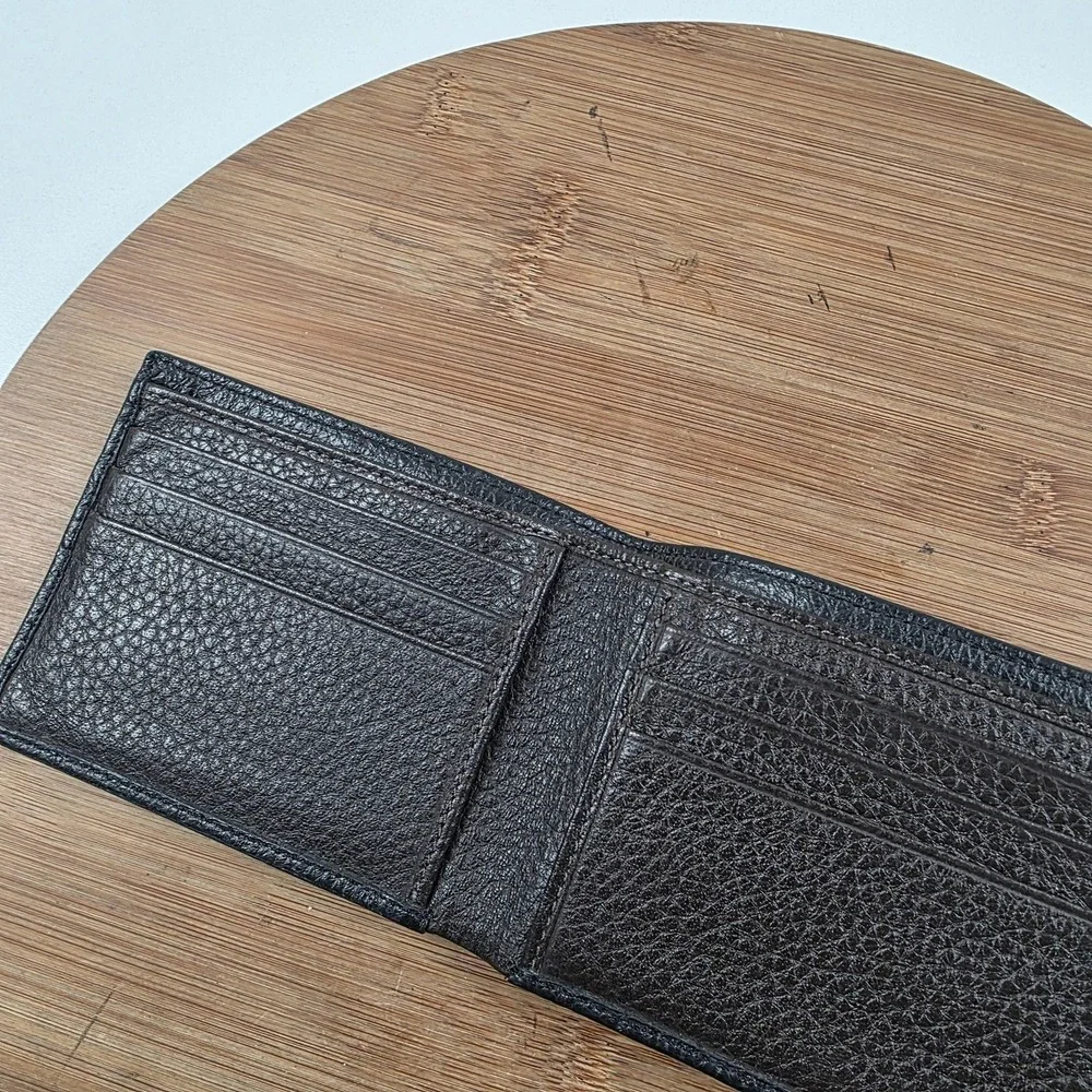 Cole Haan Wallet Mens One Size Black Leather Bifold Card Case Logo Minimalist